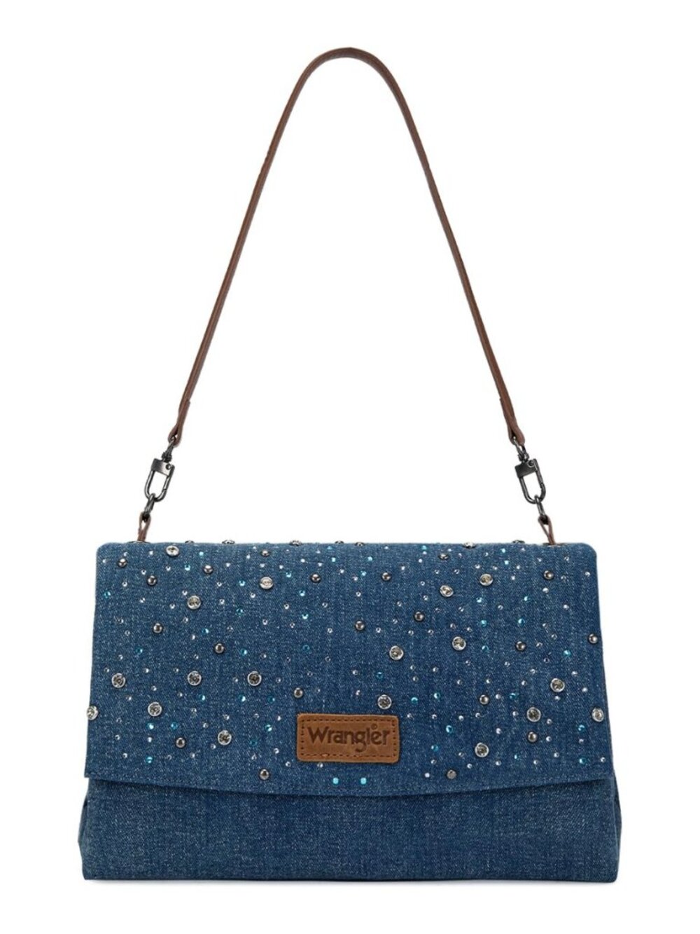 Wrangler Rhinestone Denim Shoulder Bag for Women Bling Crossbody Handbag